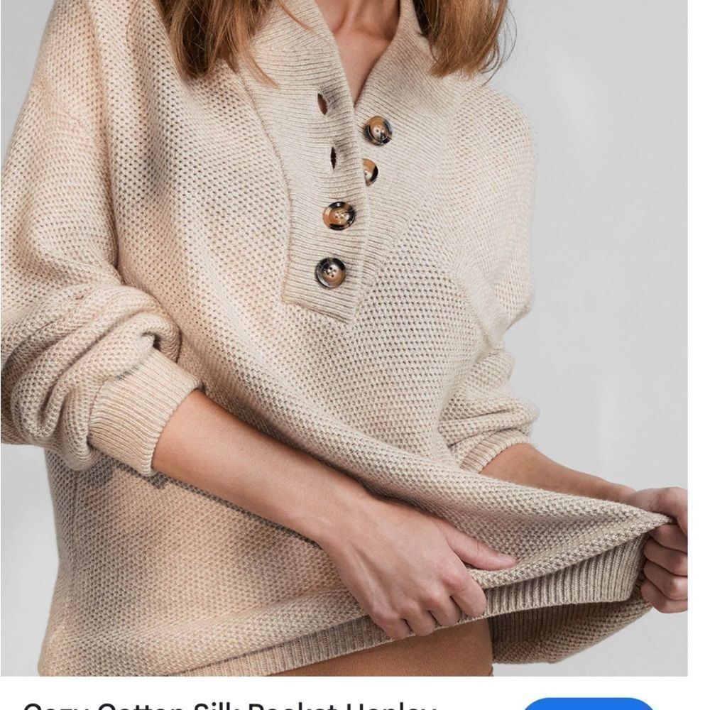 Stars Above Cozy Cotton Beige Henley Sweater Longslevees sz S Relaxed fit